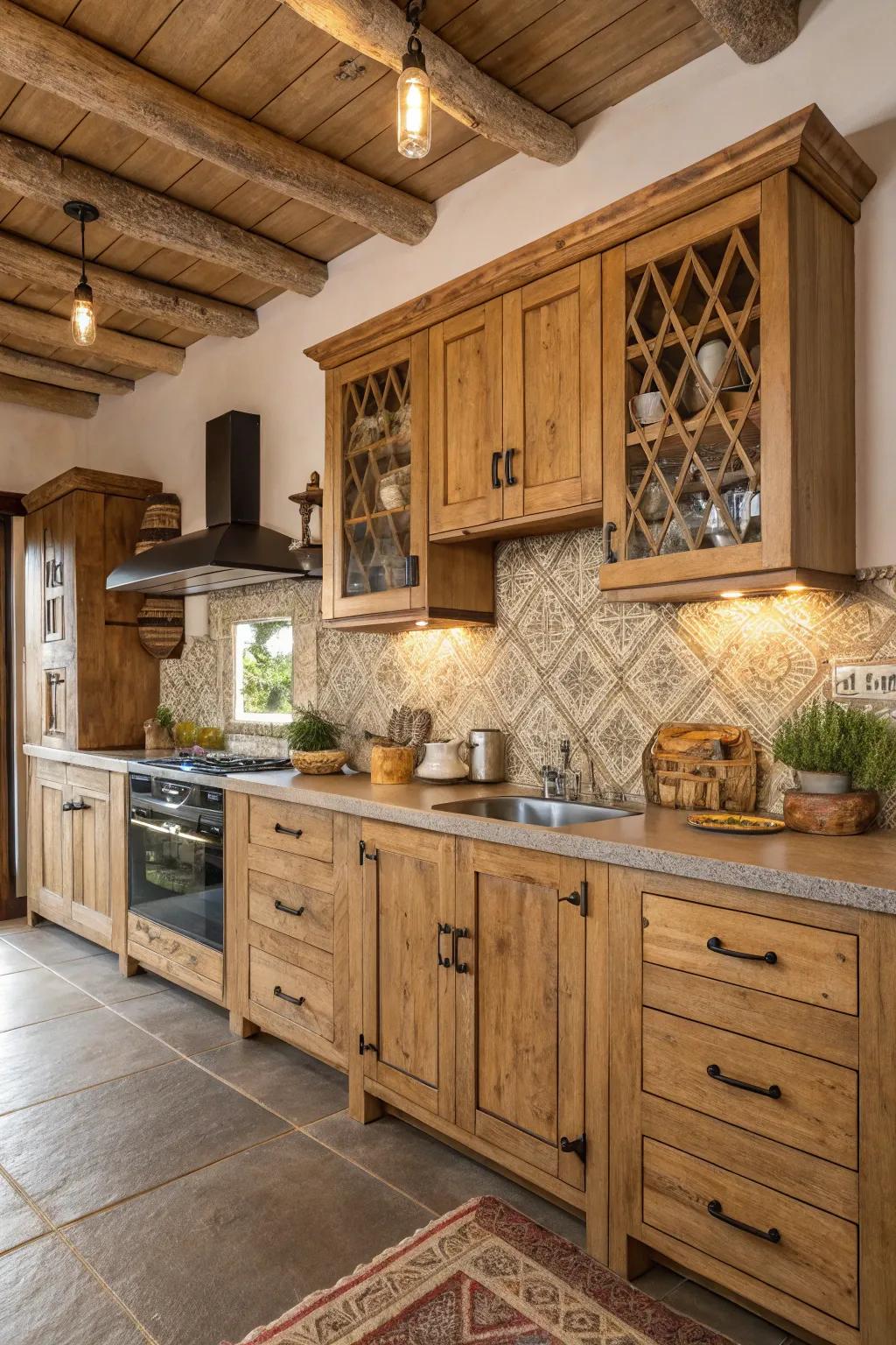 Local materials in cabinetry reflect authenticity and connect the kitchen to its surroundings.
