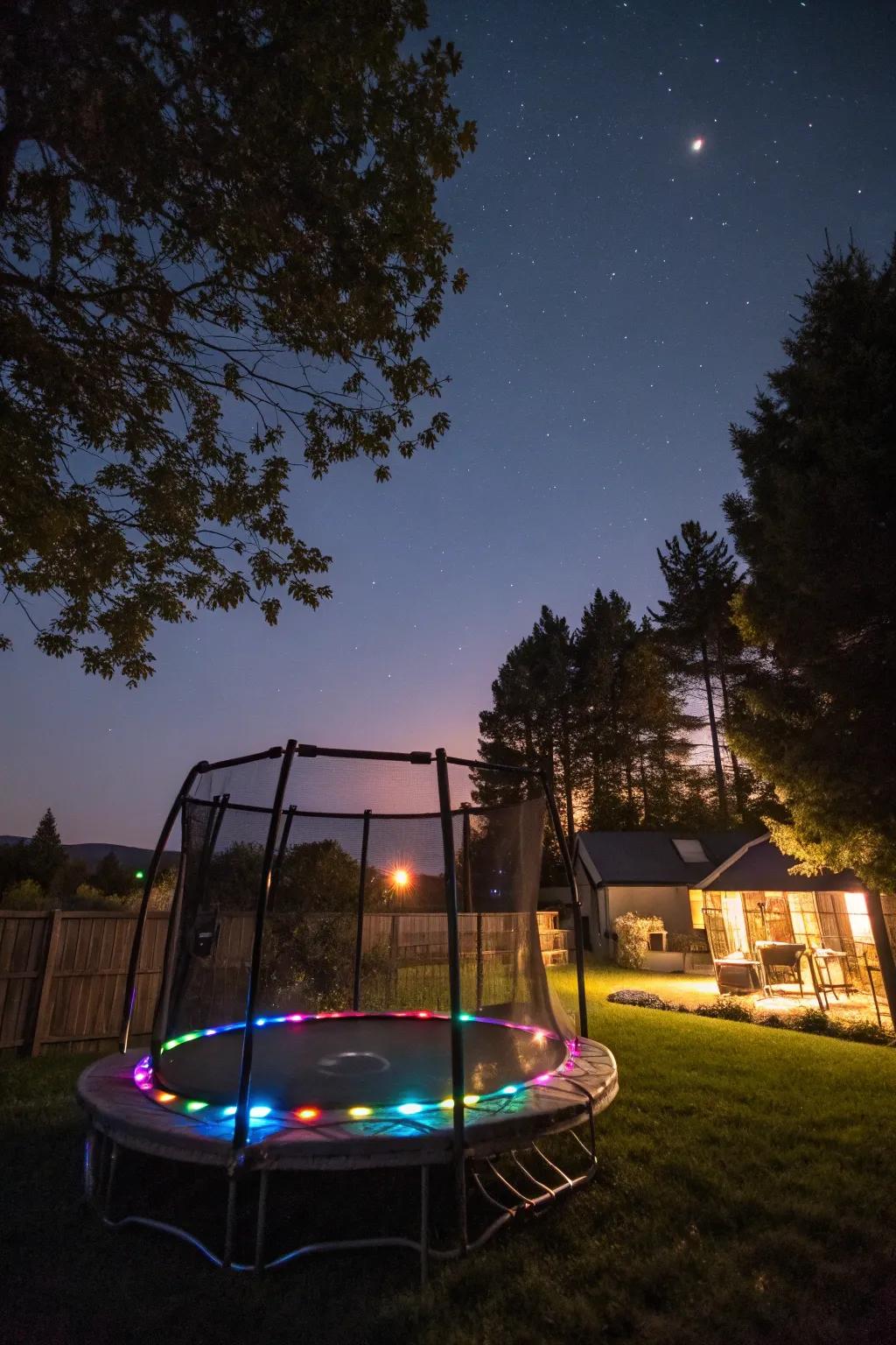 Dynamic interactive illumination adding excitement to a jumper area.