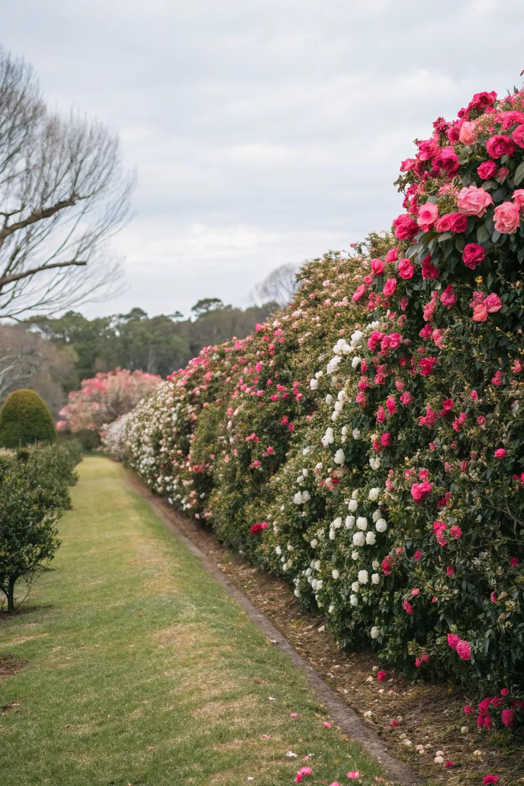 Winter roses add southern style to any boundary.