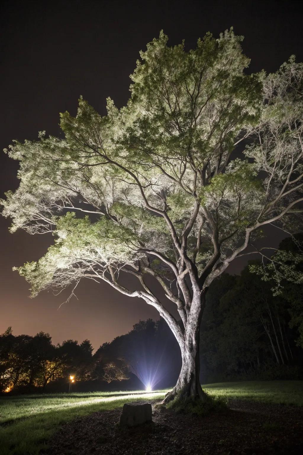 Underlighting provides a dramatic twist to garden lighting.