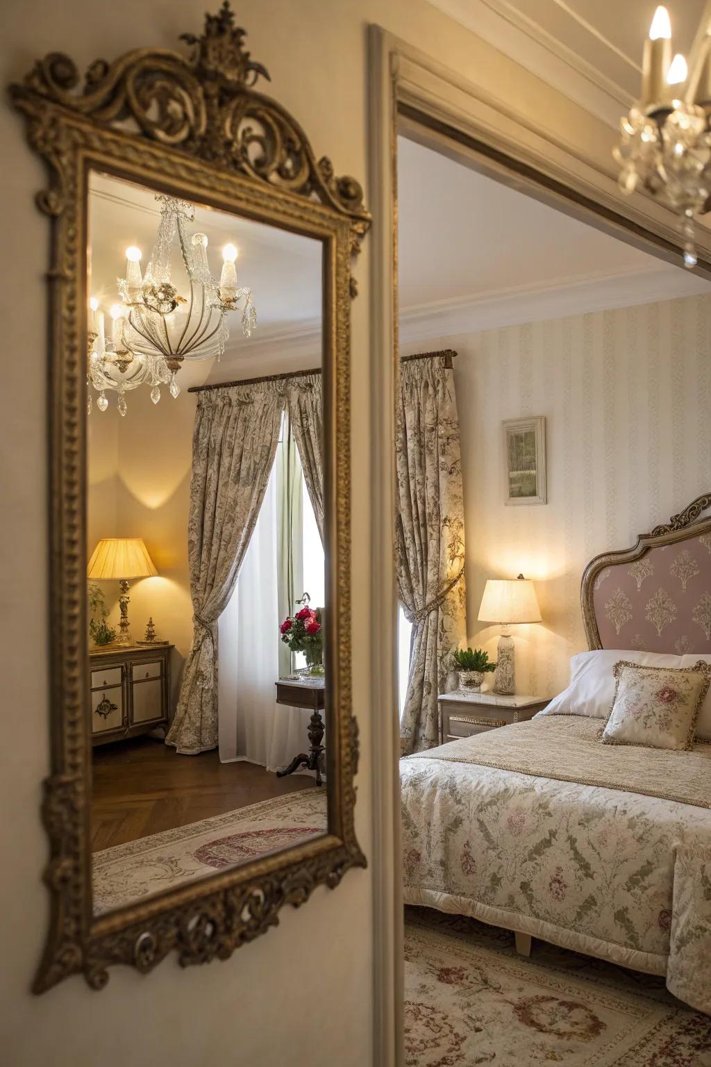 Vintage mirrors enhance light and add class to your space.