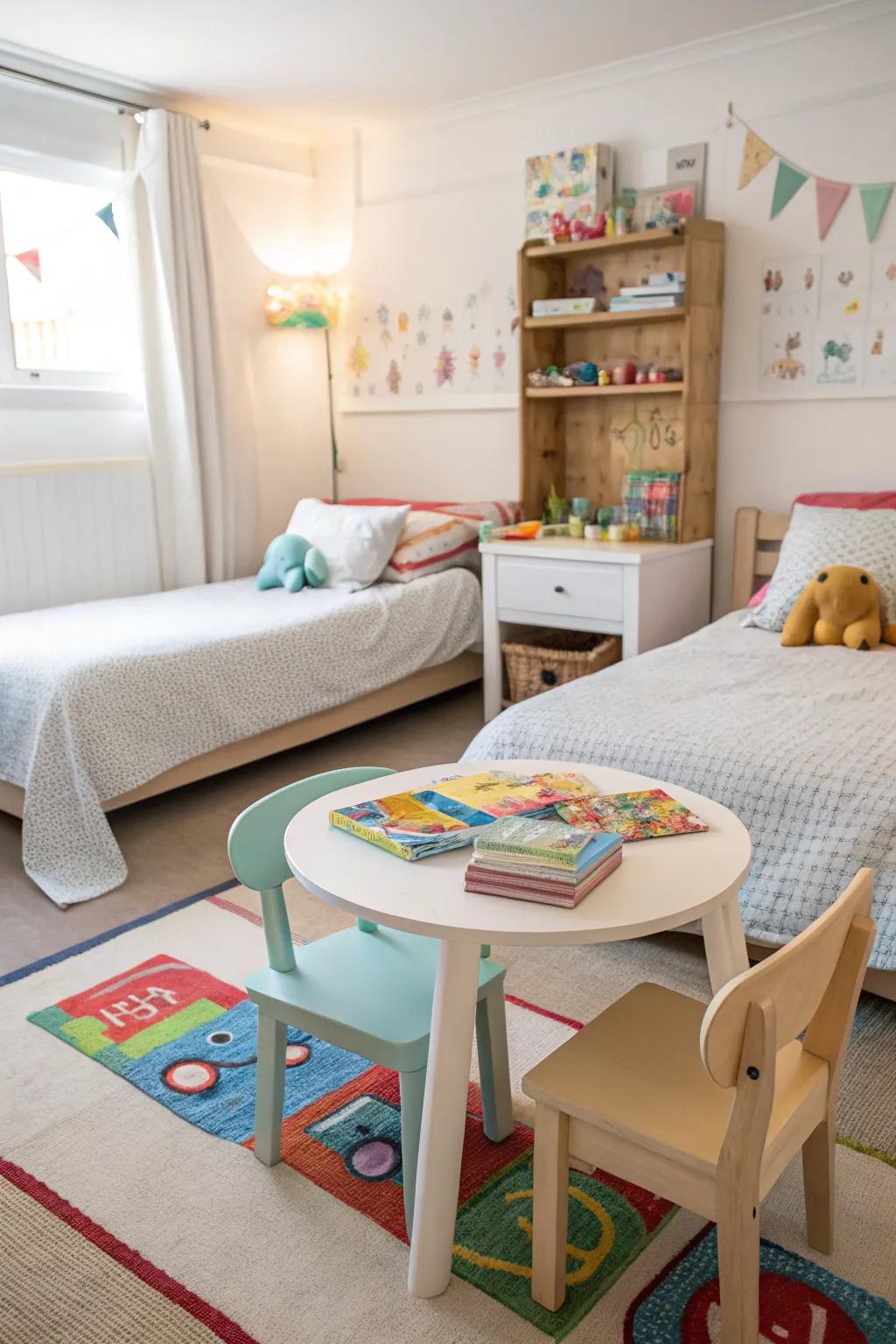 An interactive play zone sparks imagination and sibling bonding.
