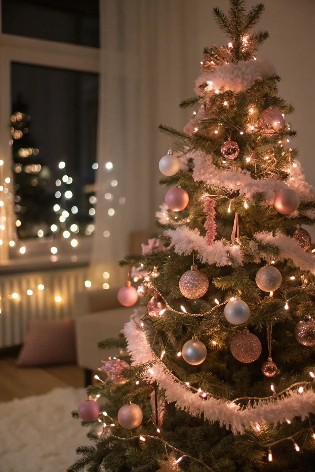 Subdued illumination creates a romantic and inviting glow for your tree.