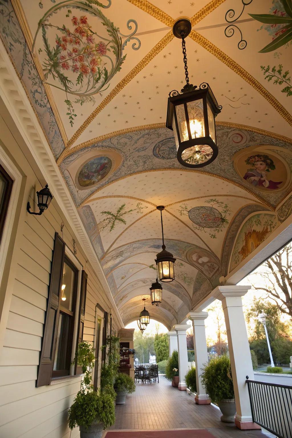 Change your porch with a painted ceiling.