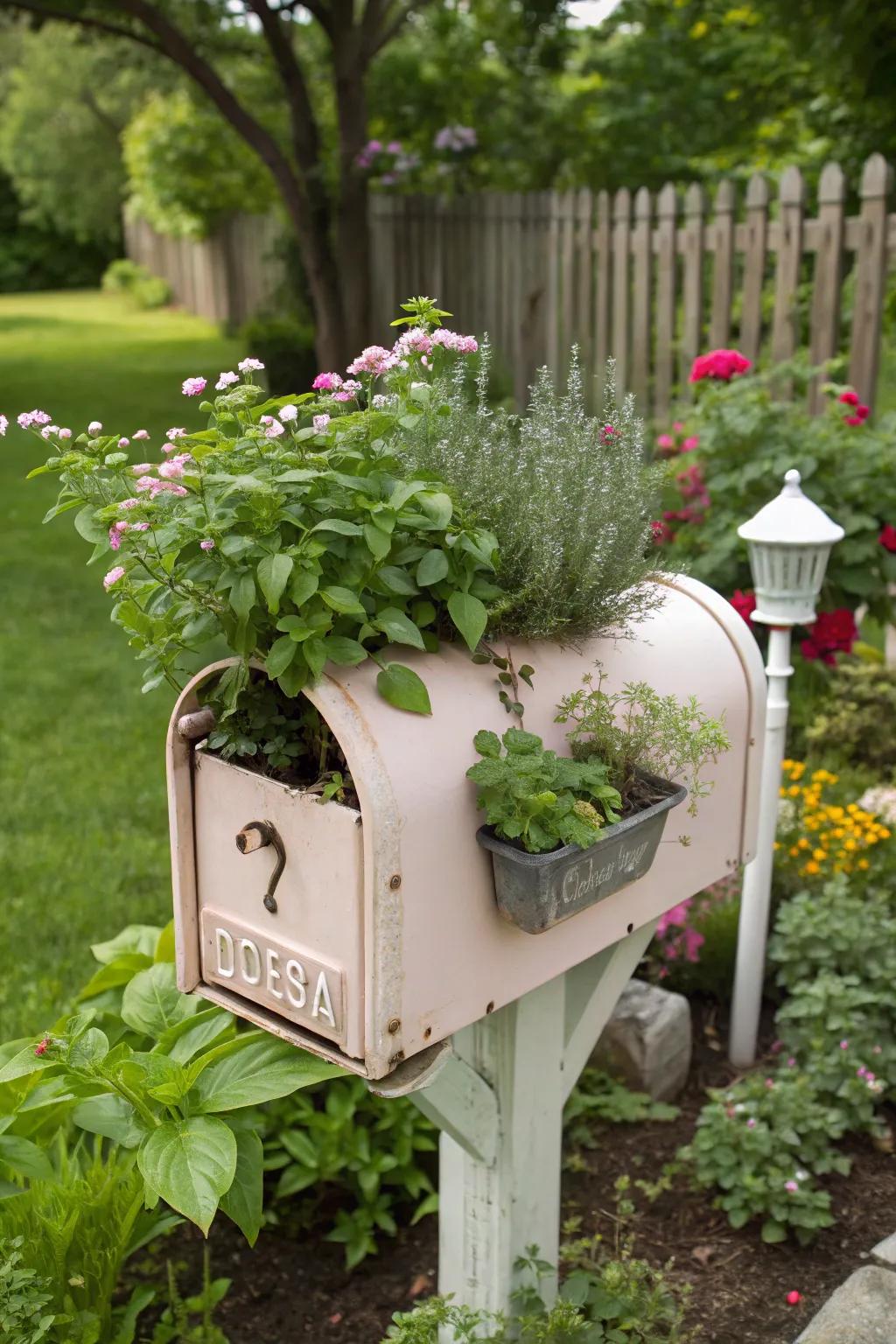 Mail receptacles provide a practical twist to garden design.