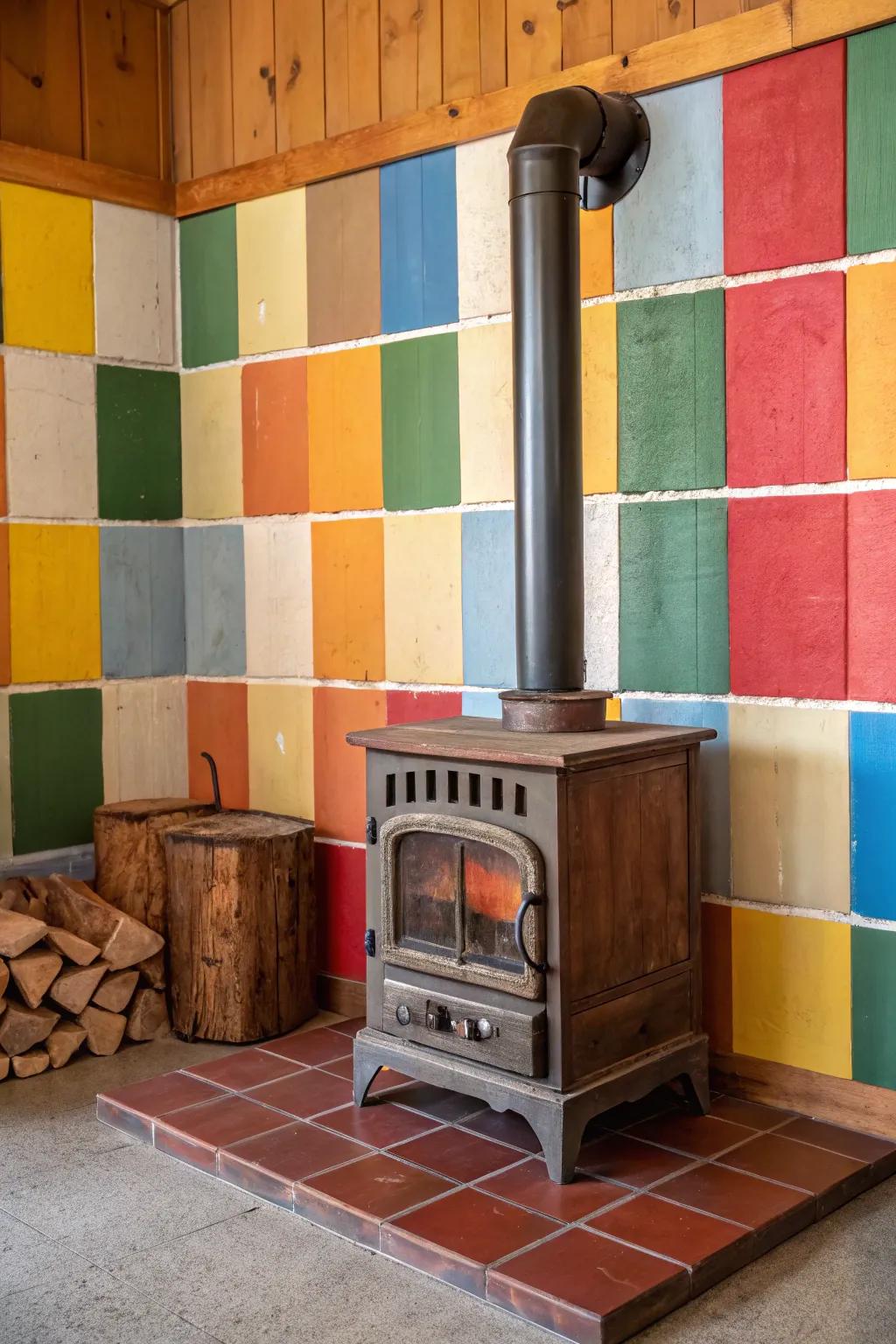 Color blocking creates dynamic visual intrigue near your appliance.