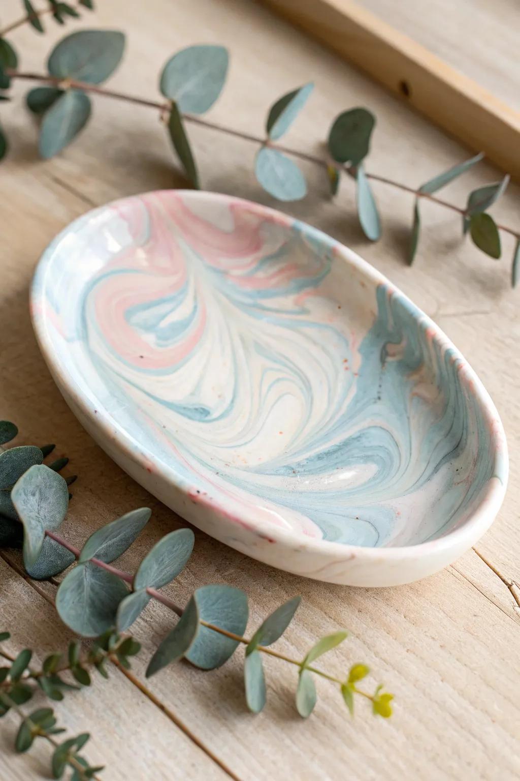 Elevate your bathroom decor with a touch of marbled elegance. #ScandiBoho #BathroomLuxury