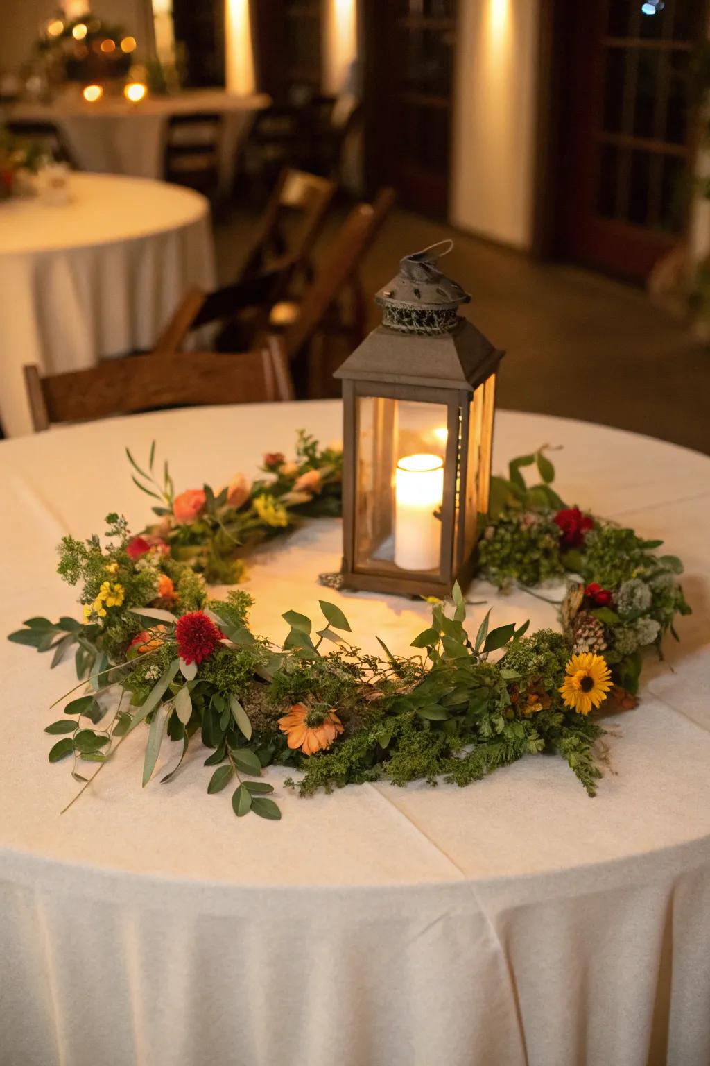 A playful garland establishes an enchanting focal point.