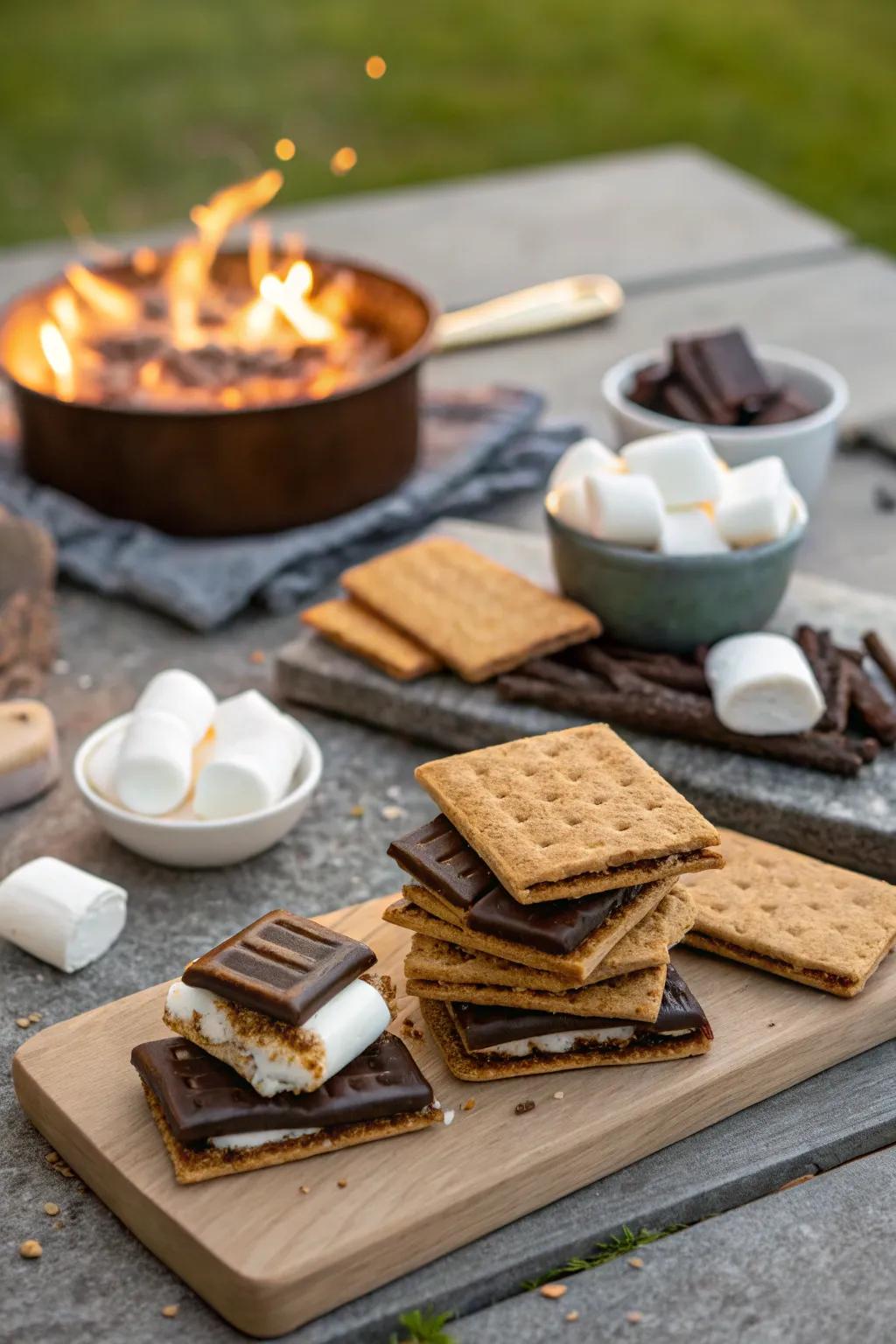 A cooked marshmallow bar that brings campfire nostalgia to your wedding.