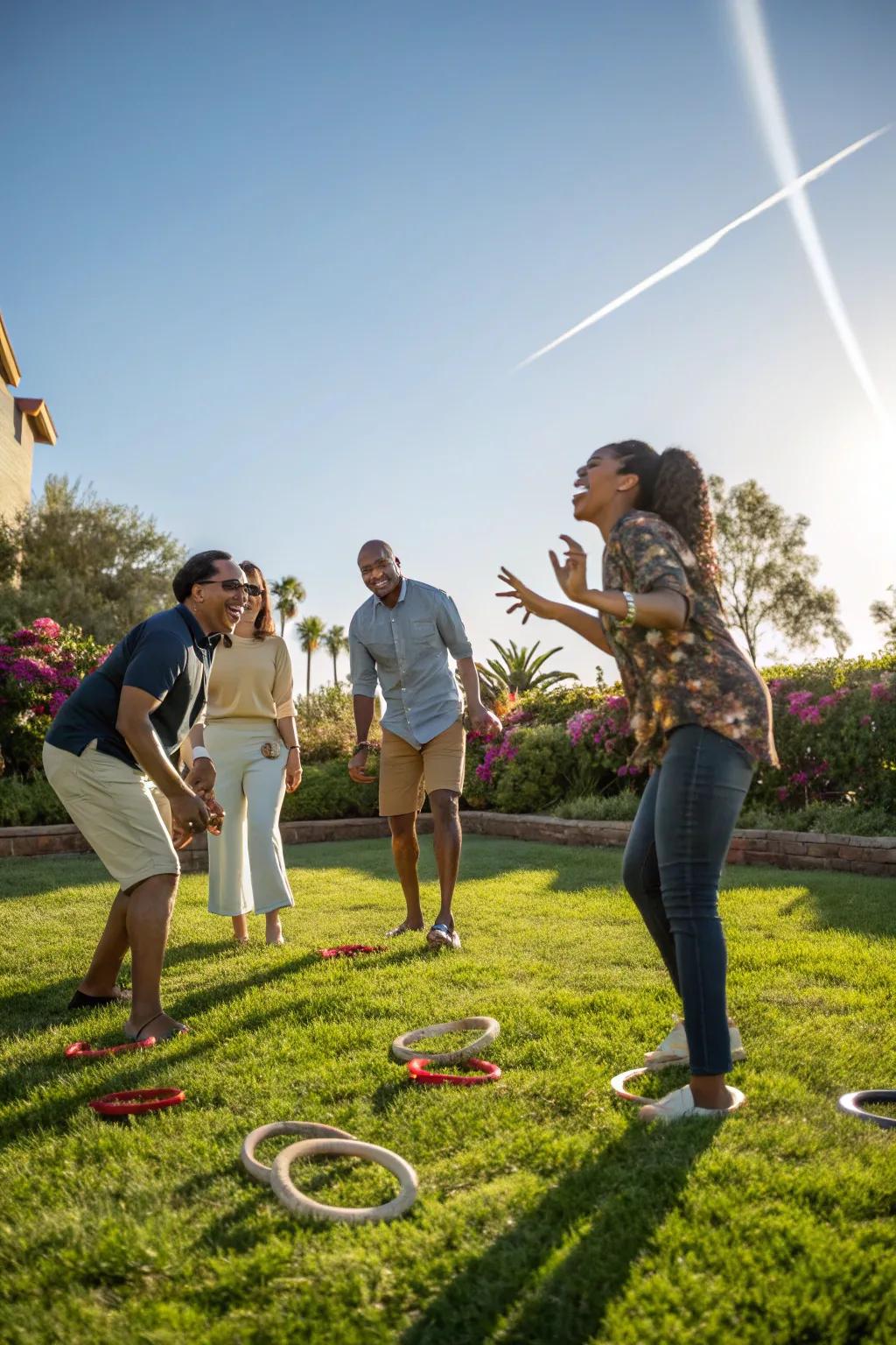 Metal ring toss brings friendly competition and fun.