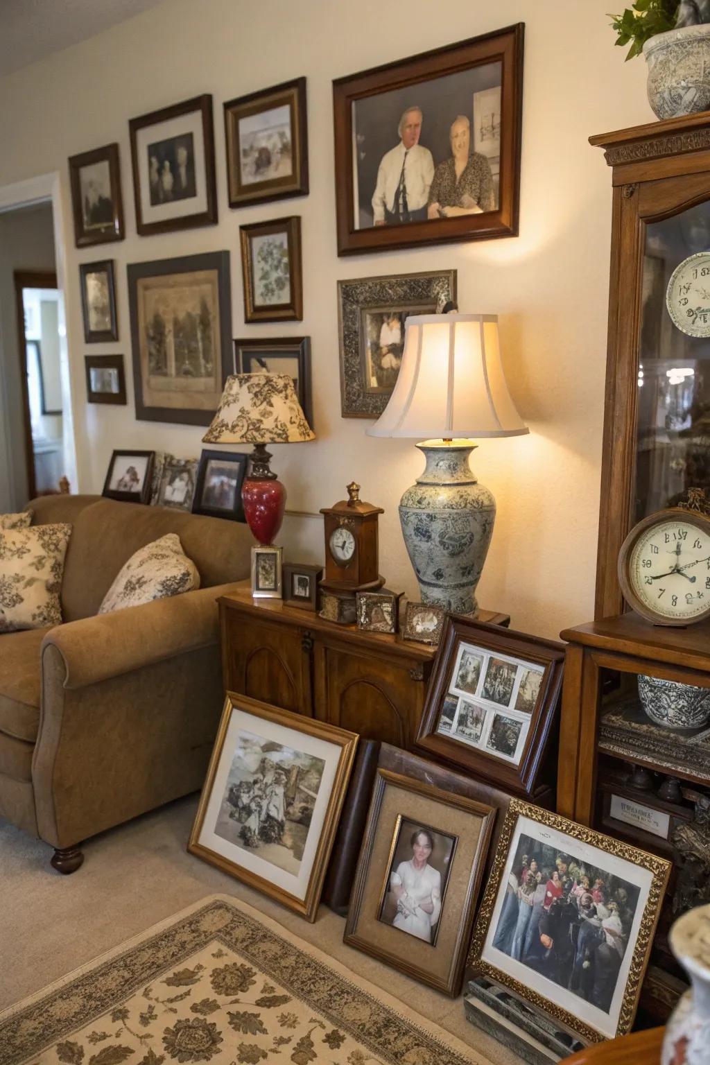 Personal elements infuse warmth and individuality into the room.