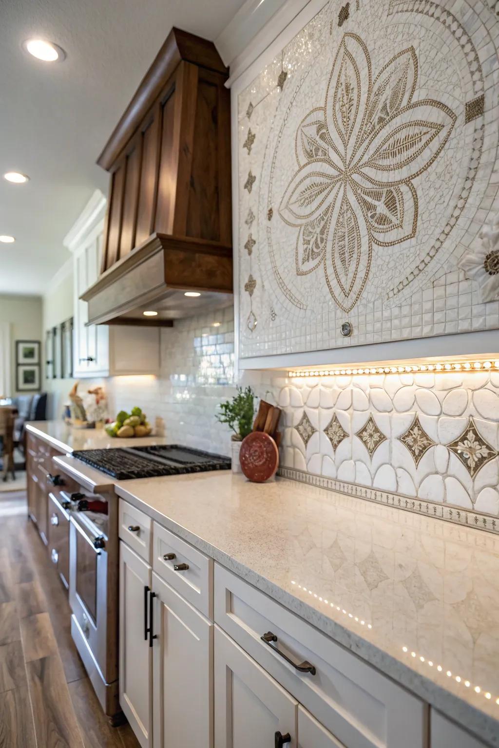 Creative pattern tiles creating a unique focal point.