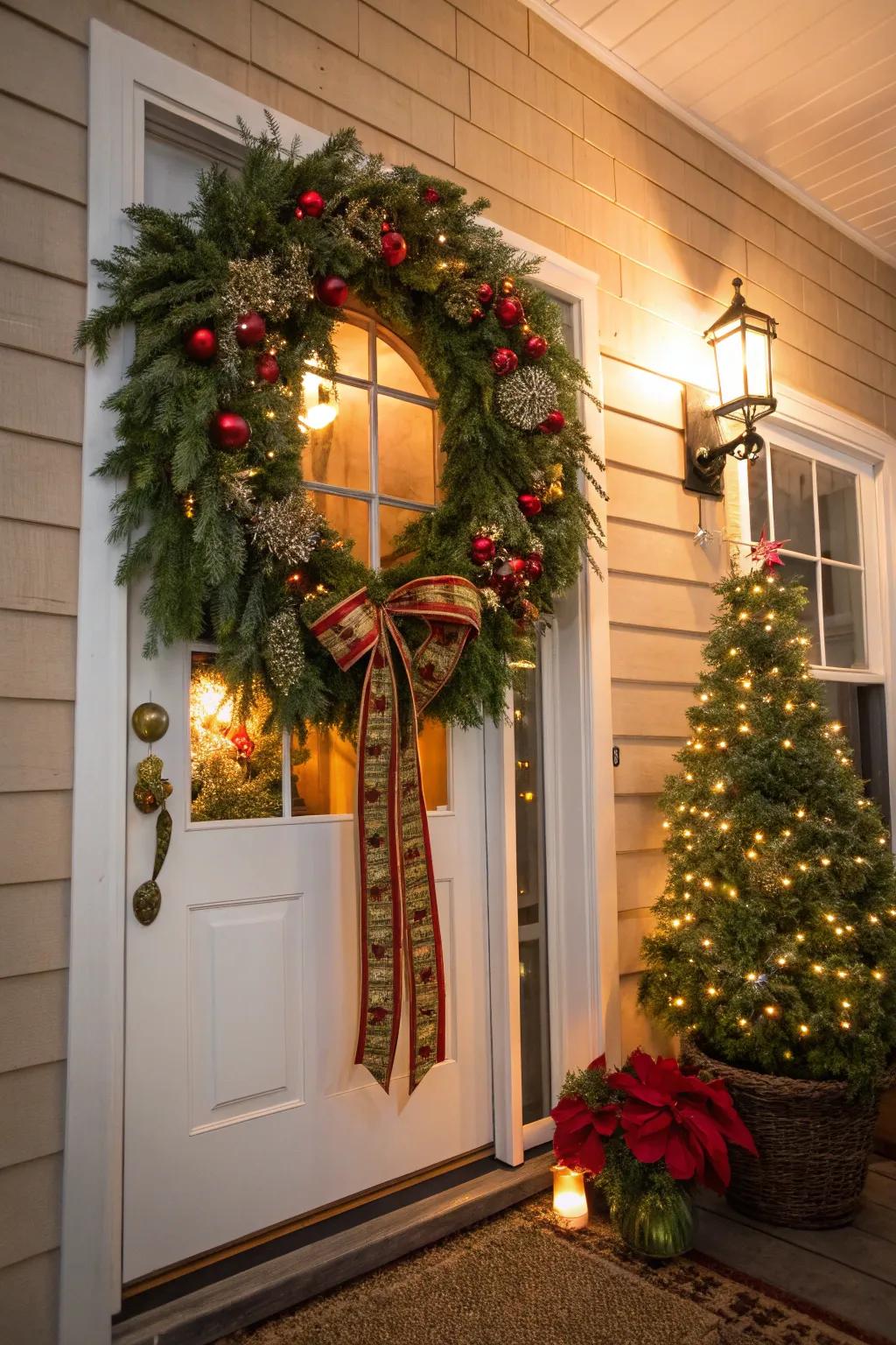 A magnificent holiday wreath to make your door stand out.