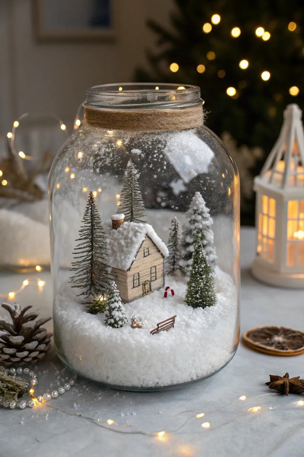 A snow scene inside a glass delivers tailored appeal to your design.