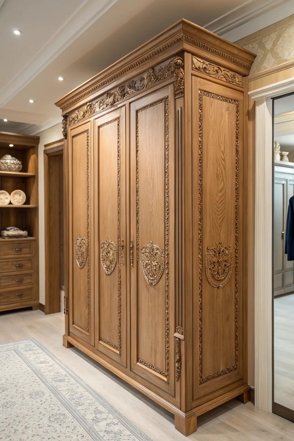 Ornamental touches elevate your closet's design.
