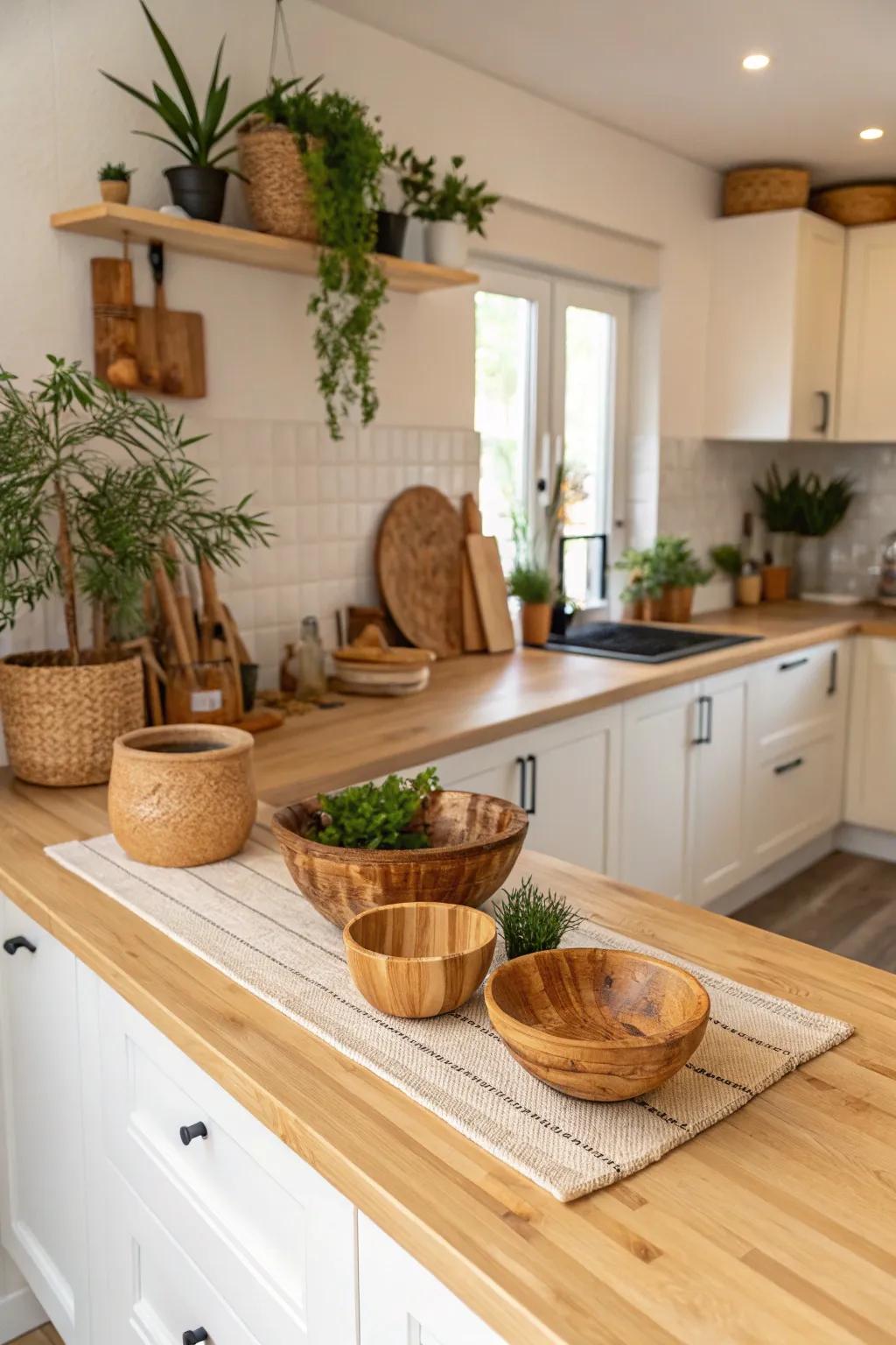 Sustainable bamboo countertops offering aesthetics and eco-friendliness.