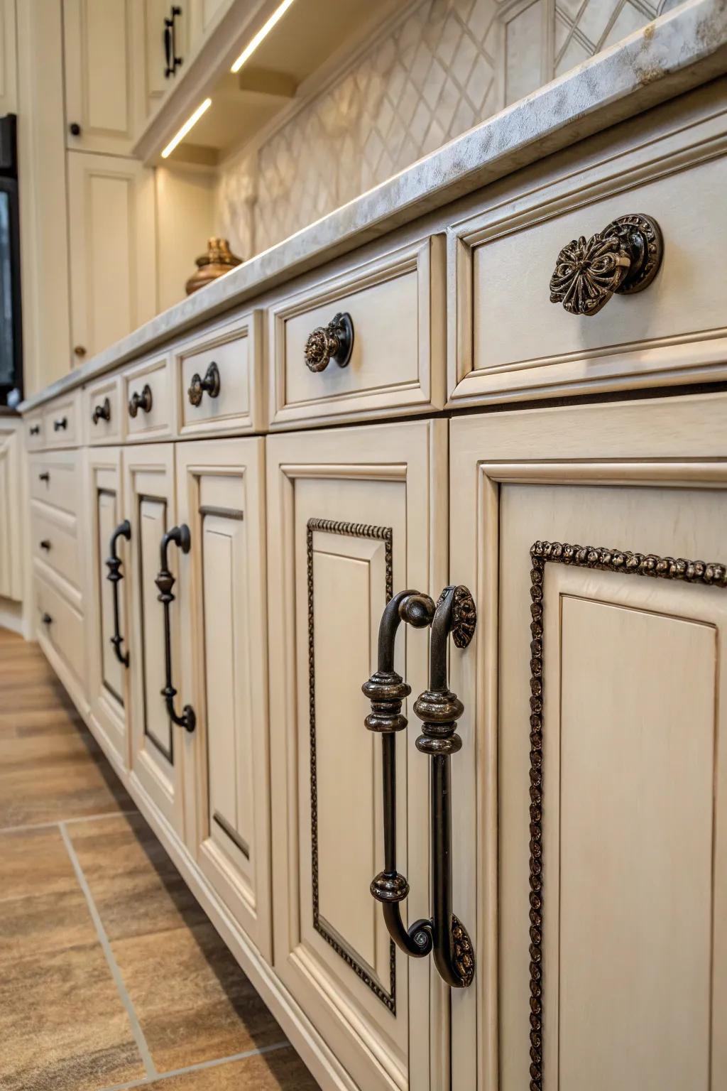 Forged metal hardware adds understated elegance.