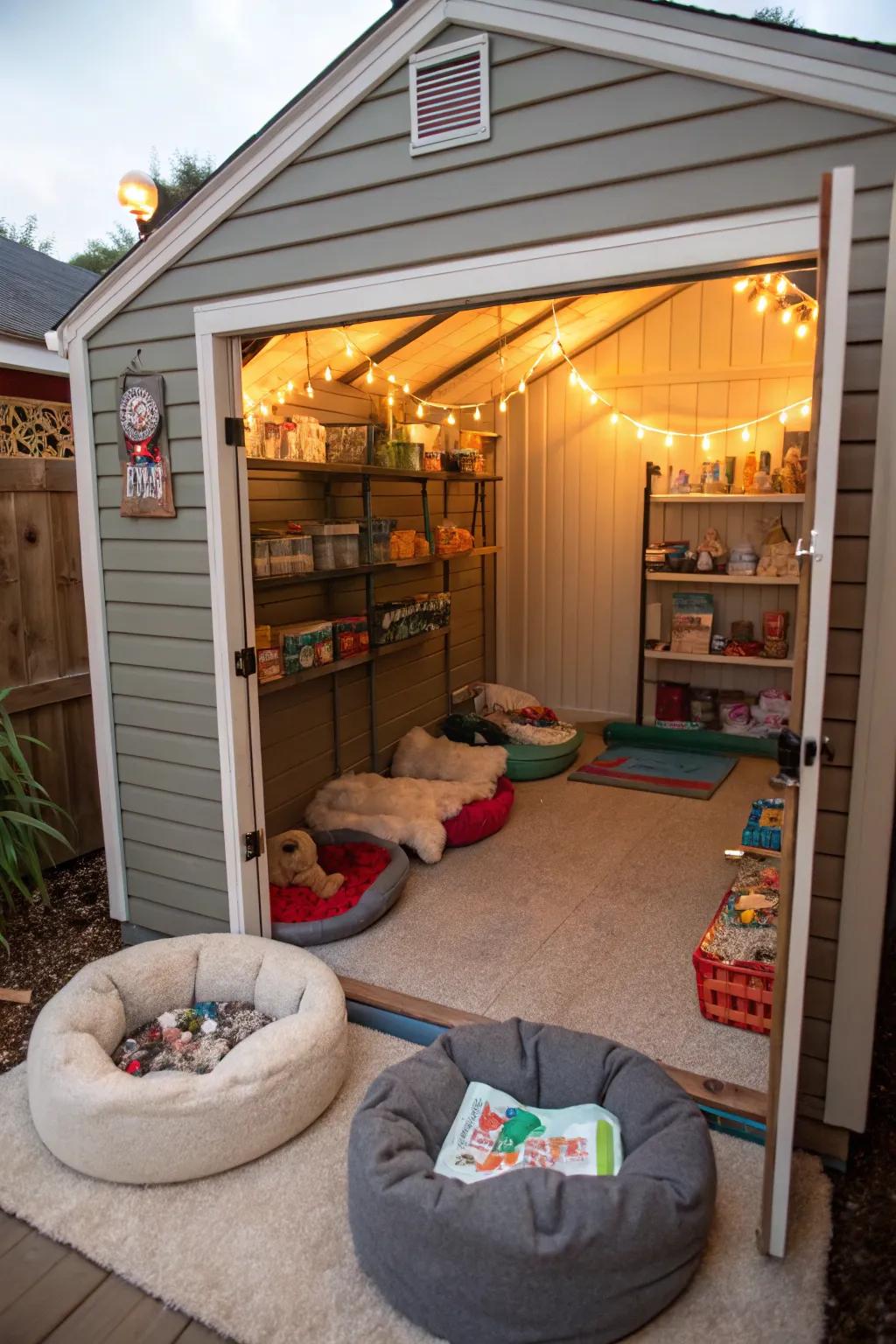 An animal zone with comfy beds and toys for your furry friends.