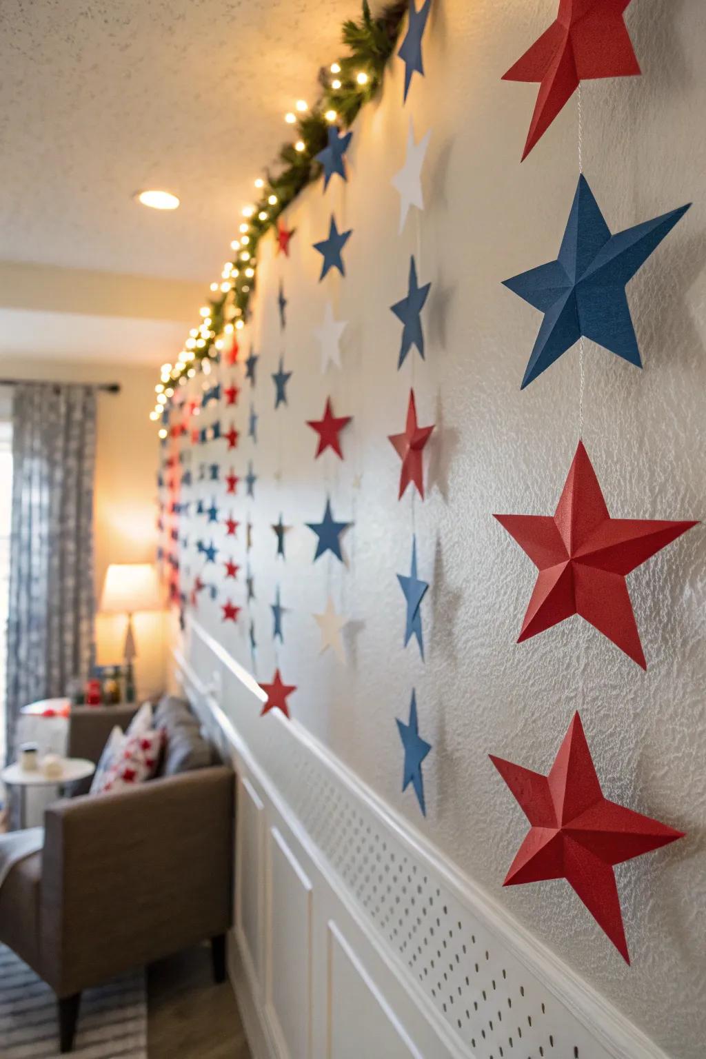 A DIY star garland contributes a celebratory stroke to any space.