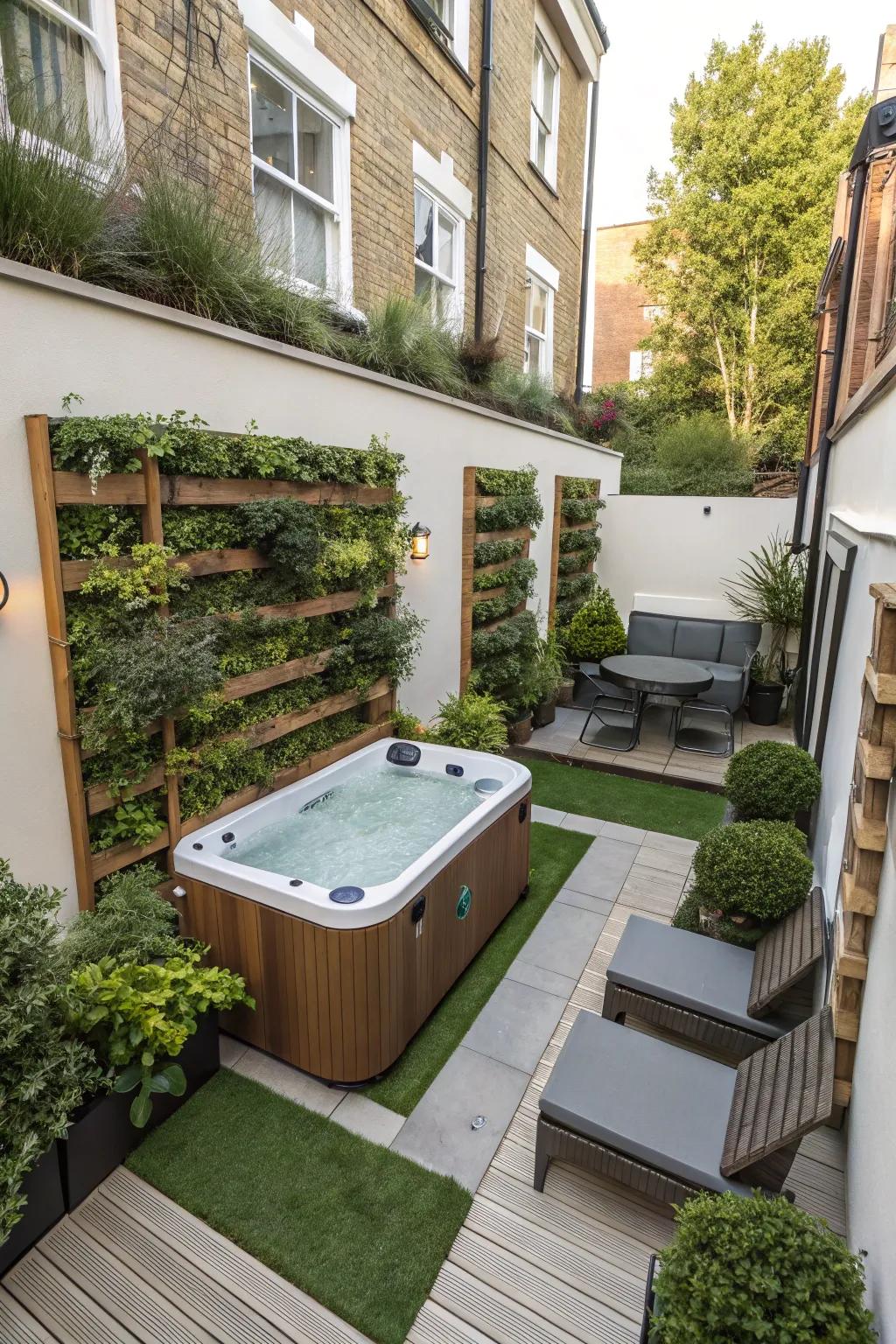 Astute blueprinting transmutes small spaces into snug hot tub retreats.