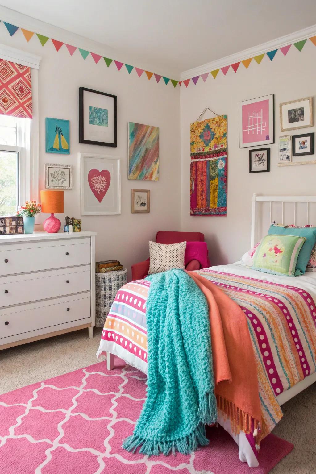 Strong colors injecting energy and vibrancy into the room.
