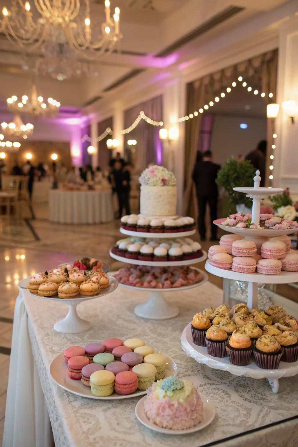 A sweet treat stop offers a fun choice to normal wedding desserts.