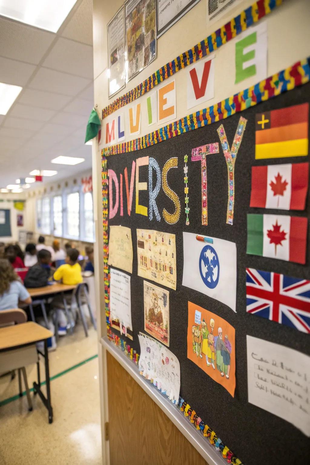 A diversity-themed board that celebrates all cultures.
