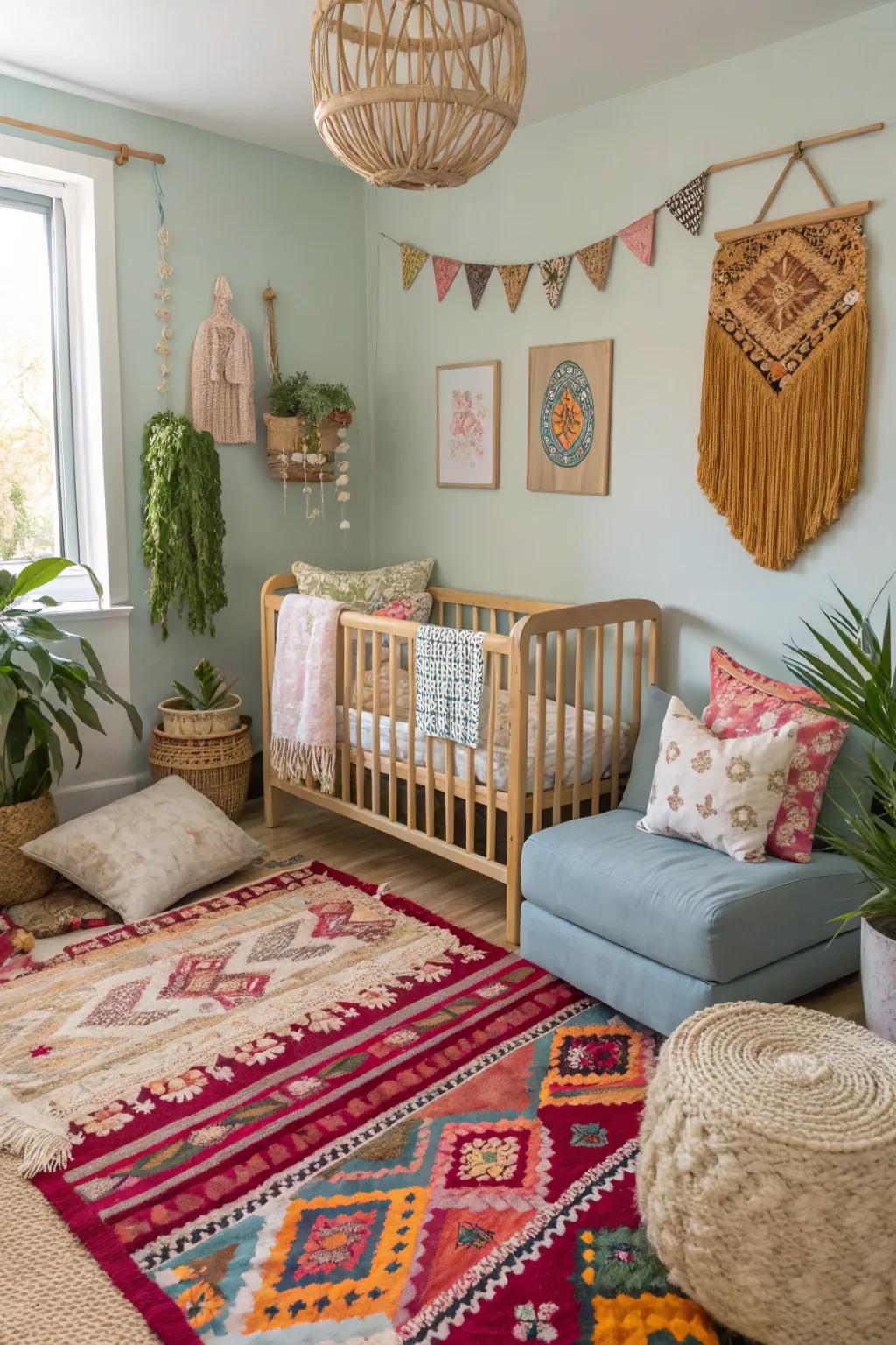 Unleash your creative side with a nursery inspired by bohemian themes.
