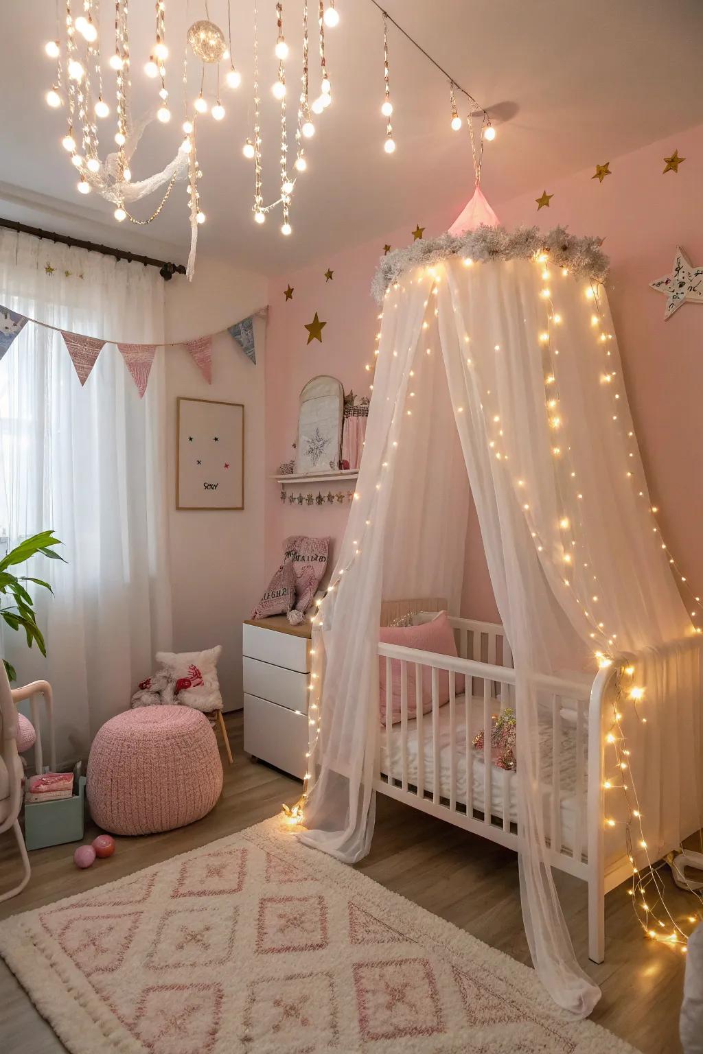 Magical lights create a cozy and enchanting ambiance.