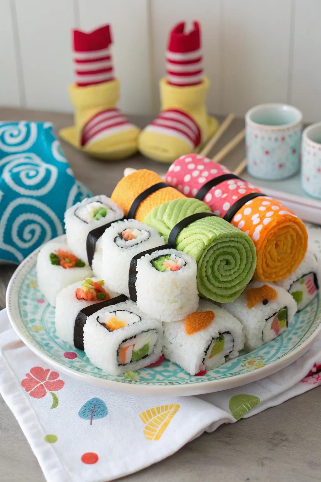 A playful diaper rolls set to enchant guests.