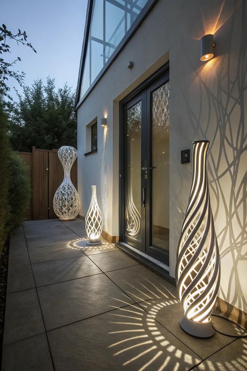 Artistic light sculptures are both functional and visually stunning.