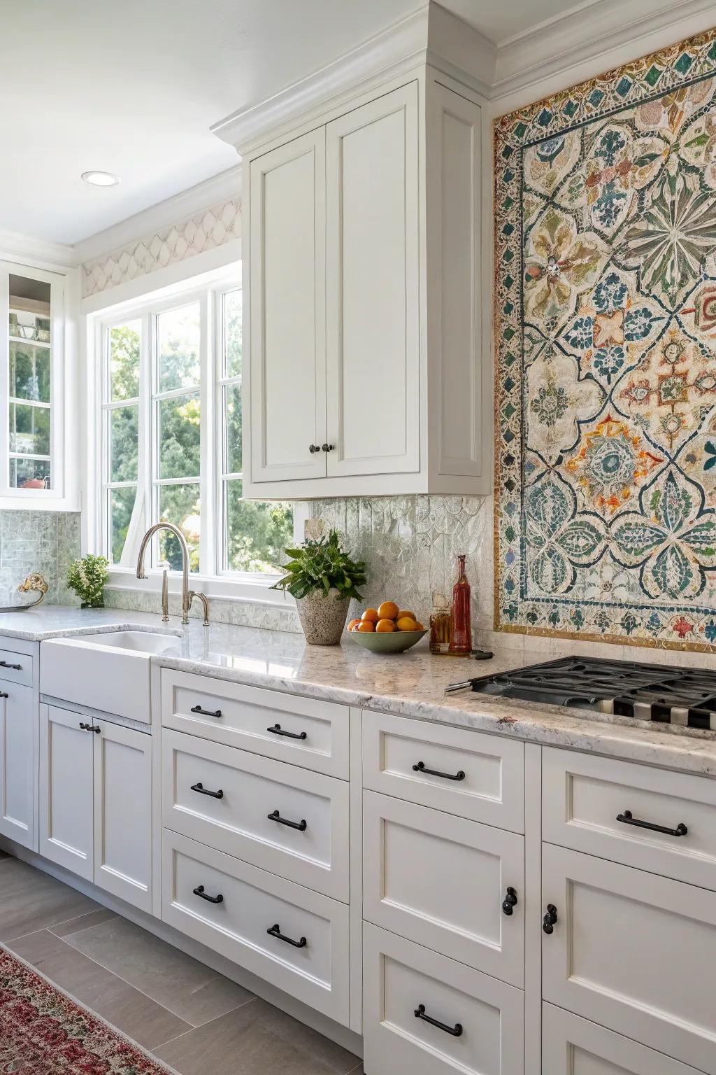 Intricate micro tiles add artistic surface interest.