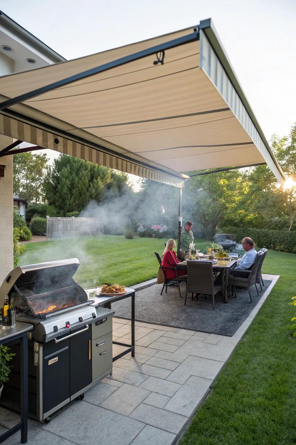 Adjustable shades offer adaptable coverage for your BBQ space.