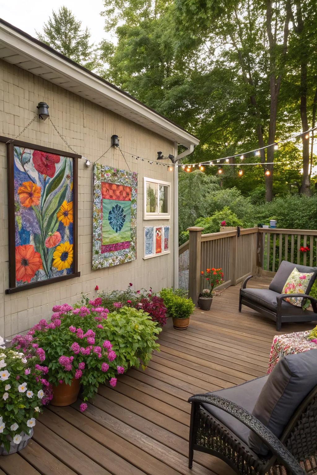 Outdoor art personalizes your space with flair.