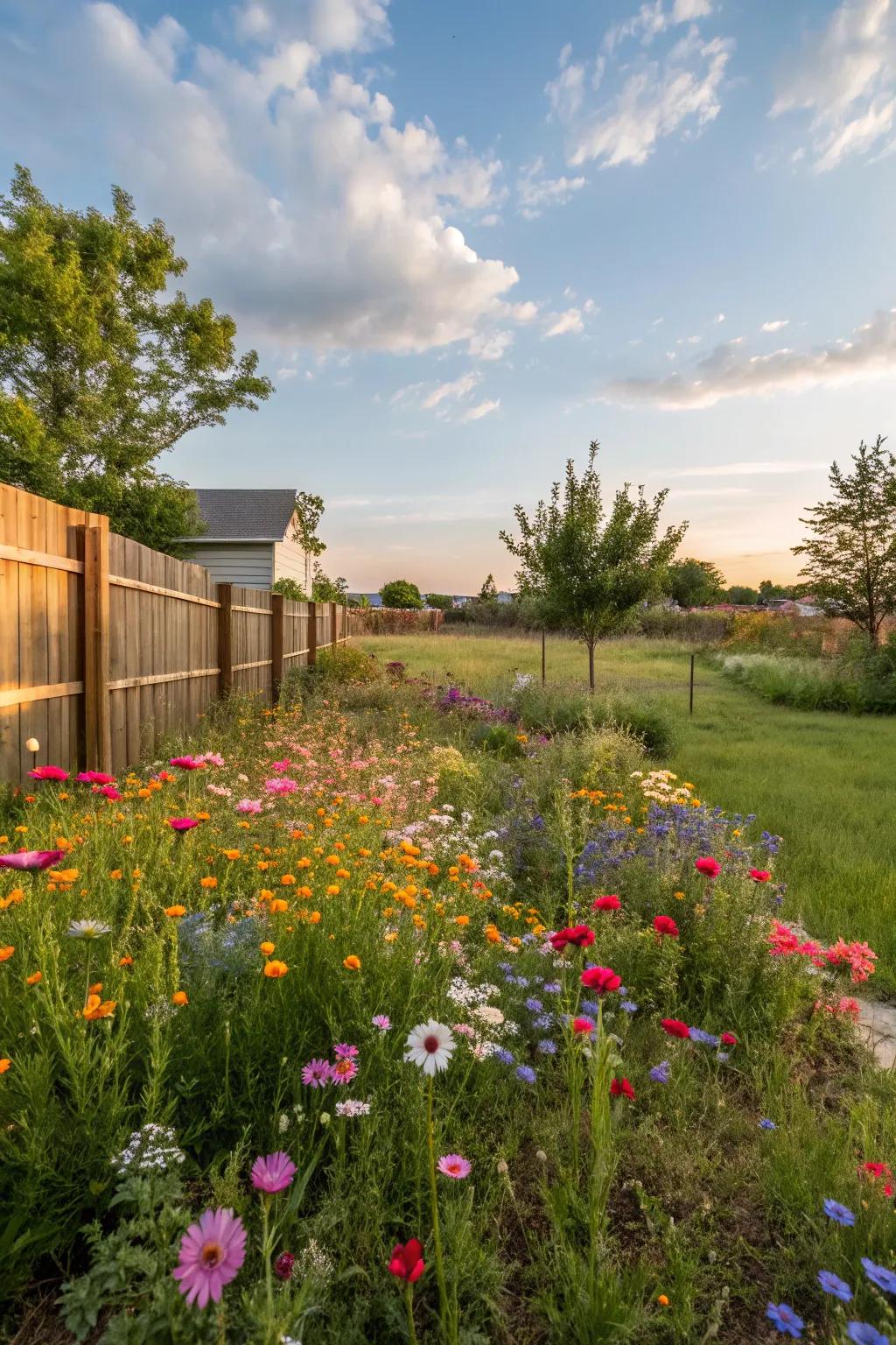 Meadows of wild blooms provide vibrant colors and invite pollinators.