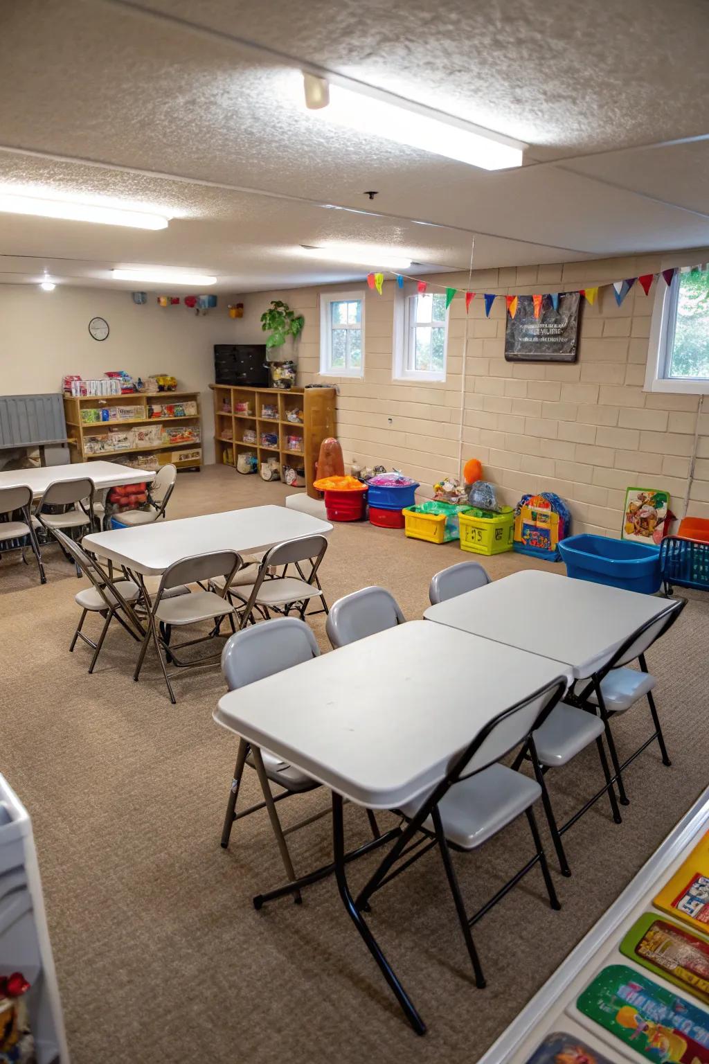 A flexible learning area adapts to various activities and needs.