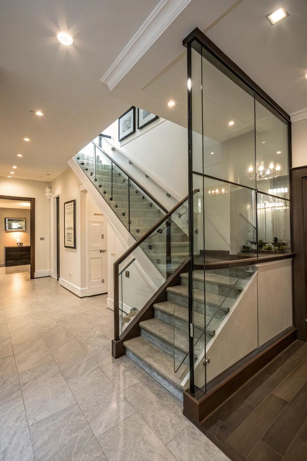 Transparent sections maintain openness and add a modern touch.