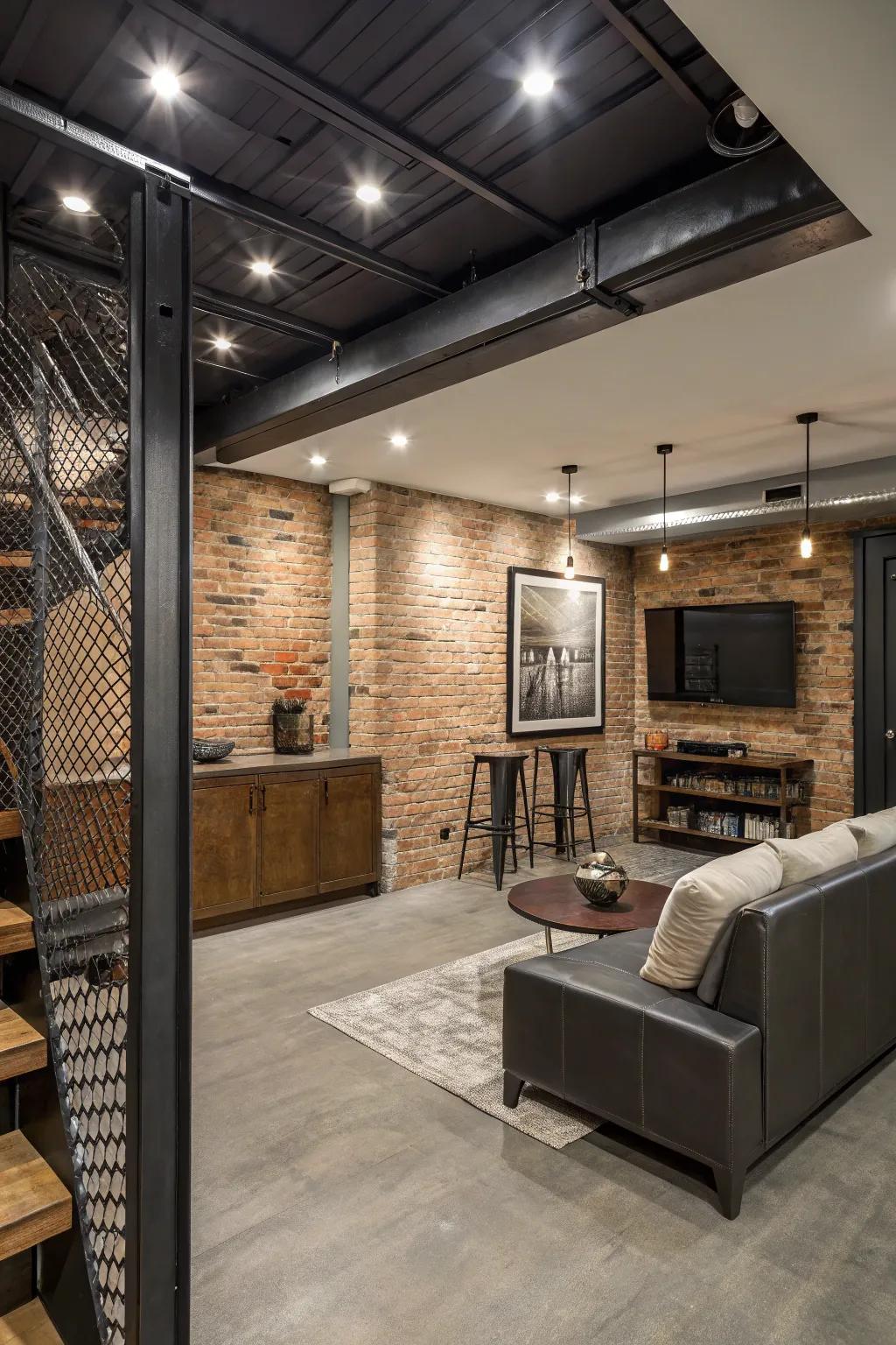 Metal details offer industrial chic.