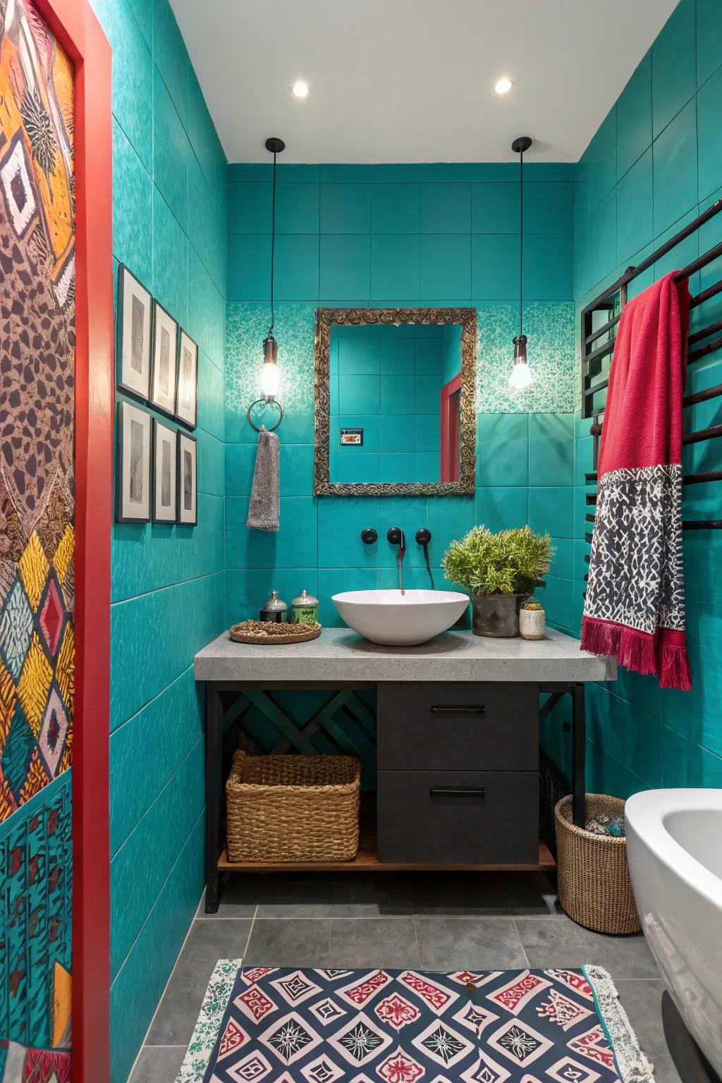 Vibrant teal adds vibrancy and a touch of the exotic.