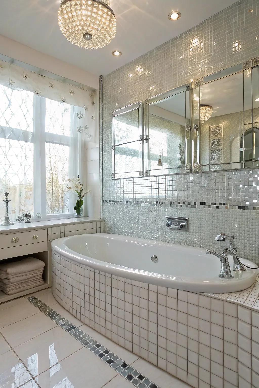 Shimmering brightness with reflective glass tiling