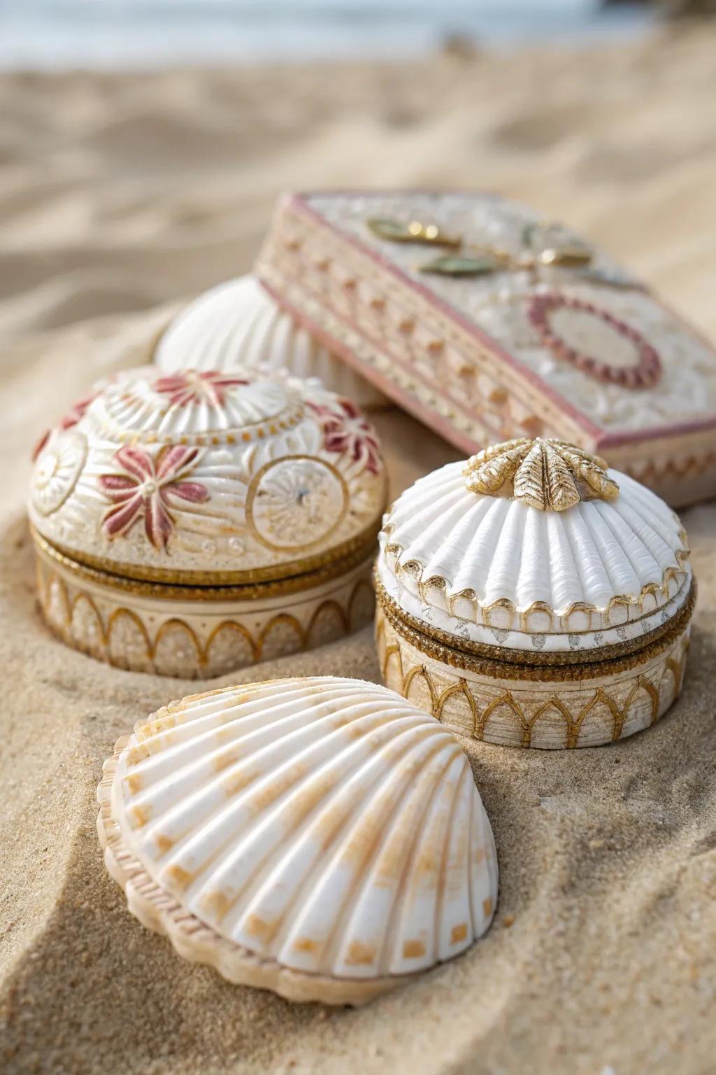 Seashell keepsake containers are perfect for storing cherished mementos.
