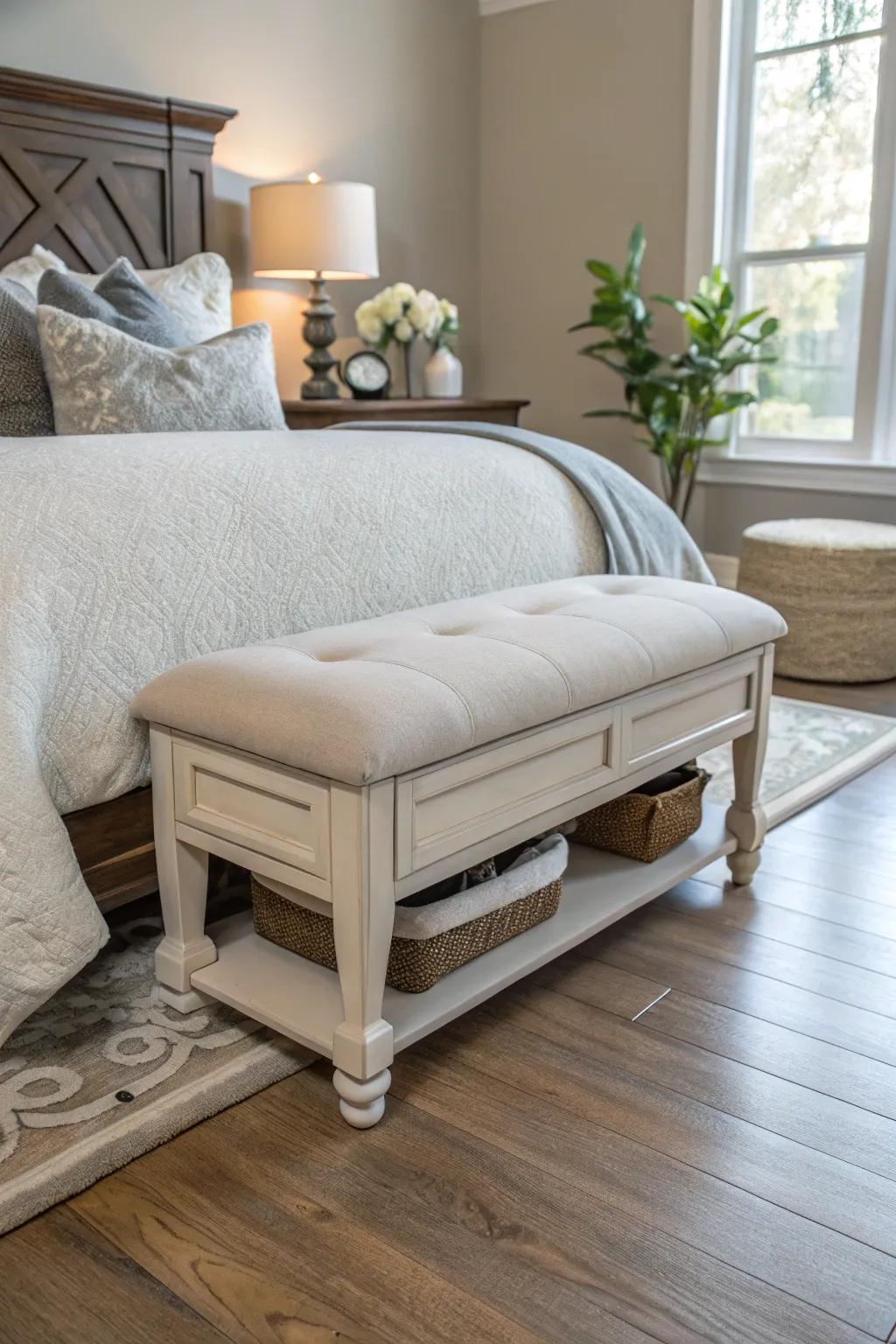 Functional footrest benches offer ultimate relaxation and comfort.