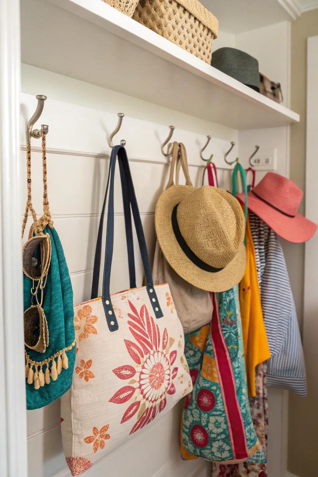 Hooks provide convenient access to frequently used items.