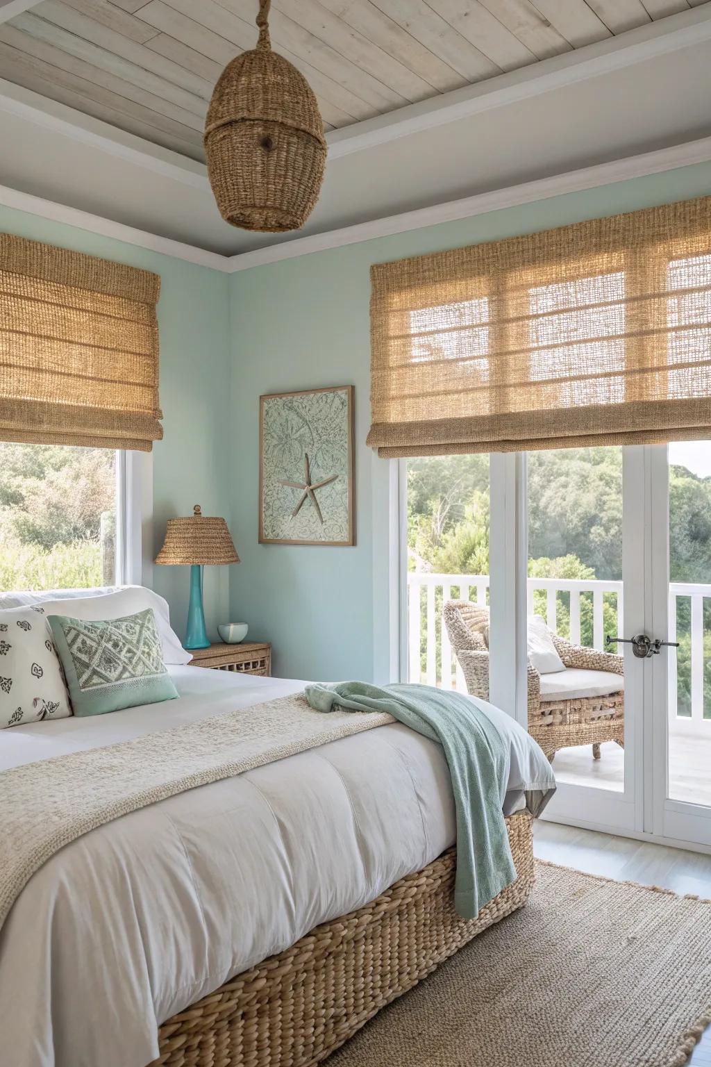 Braided fabrics incorporate a touch of coastal charm.