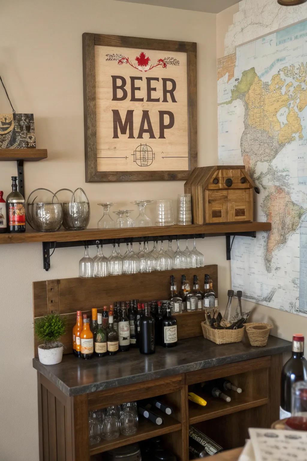 Beverage map decorations highlight your beverage journey.