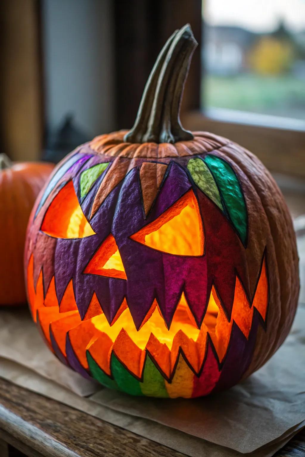 With a vibrant twist on classic pumpkin carving, celebrate Halloween!