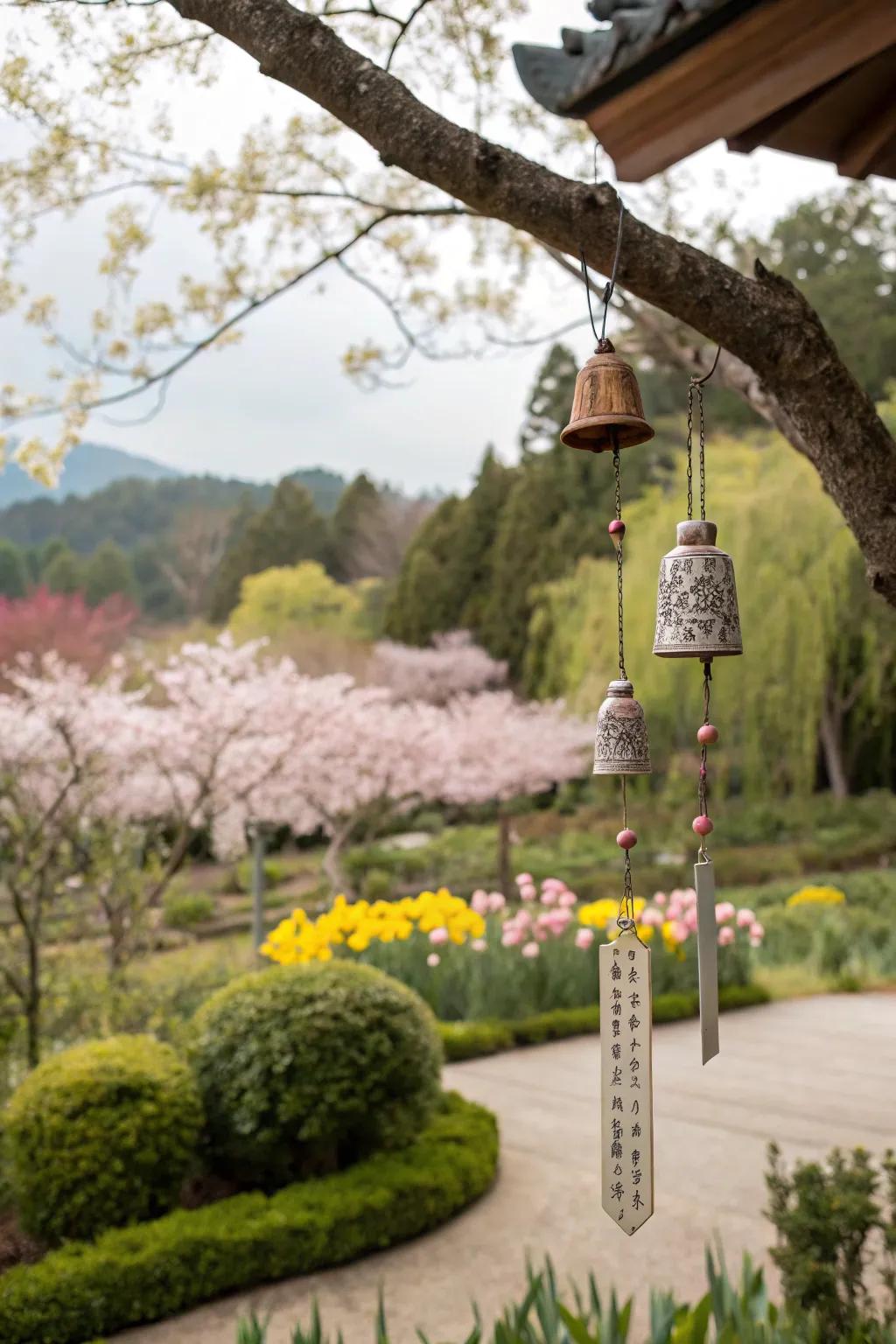 Charming melody bells introduce a musical element to gardens and patios.