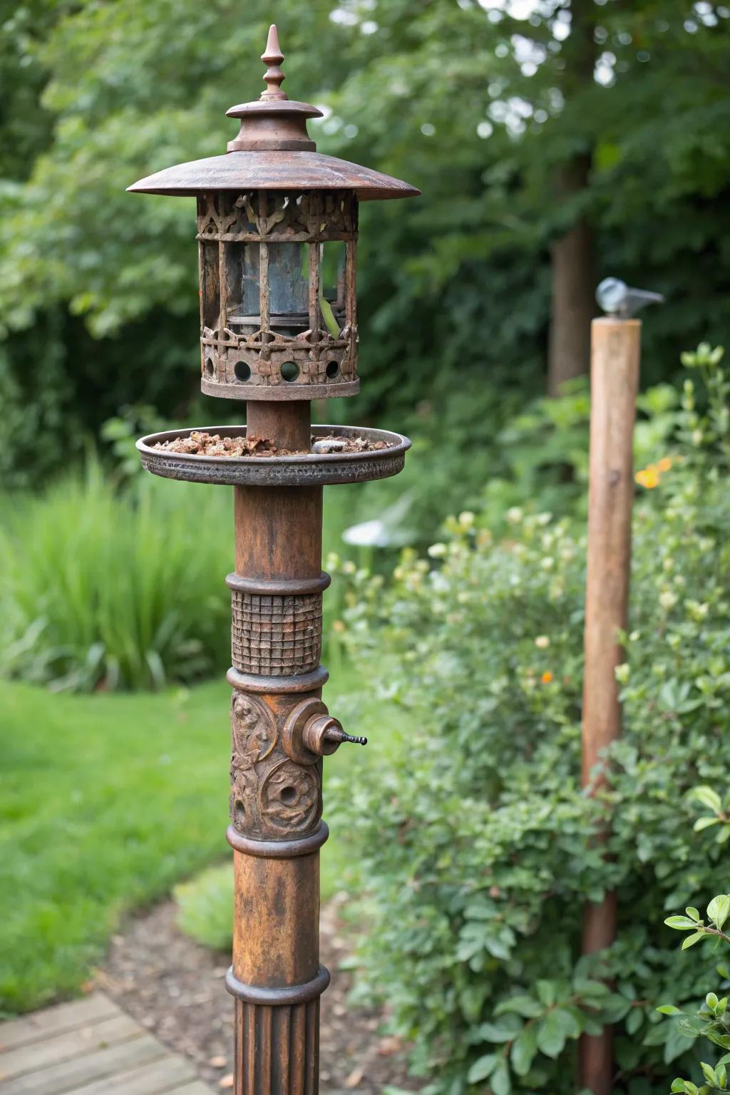 Elevate your garden&rsquo;s charm through this eco-friendly, upcycled bird feeder pole&mdash;where creativity converges with artisanship.