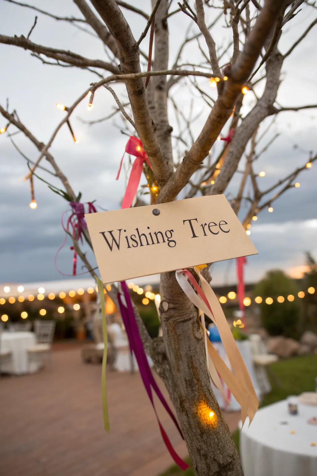 A wishing arbor that serves as a meaningful and interactive element at the celebration.