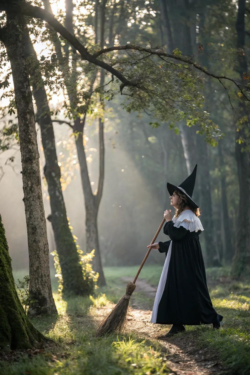 Pair iconic witch elements with whimsical details to create a playful Halloween costume.